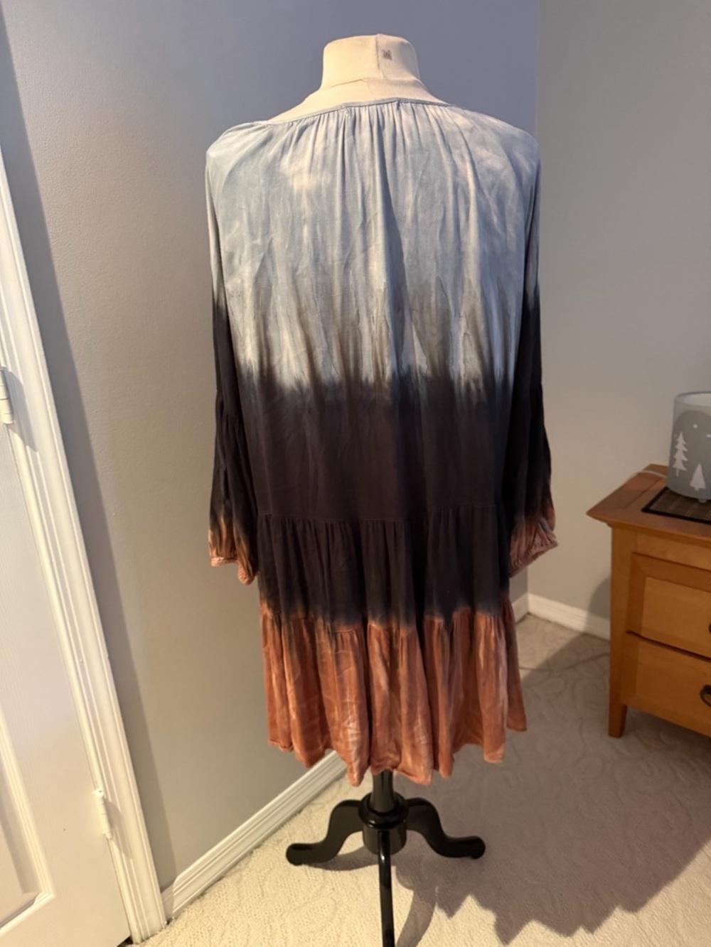 River and Sky Haven Long Sleeve Mini Dress - Soft Blue, Black, Brown in Large - Picture 13 of 13